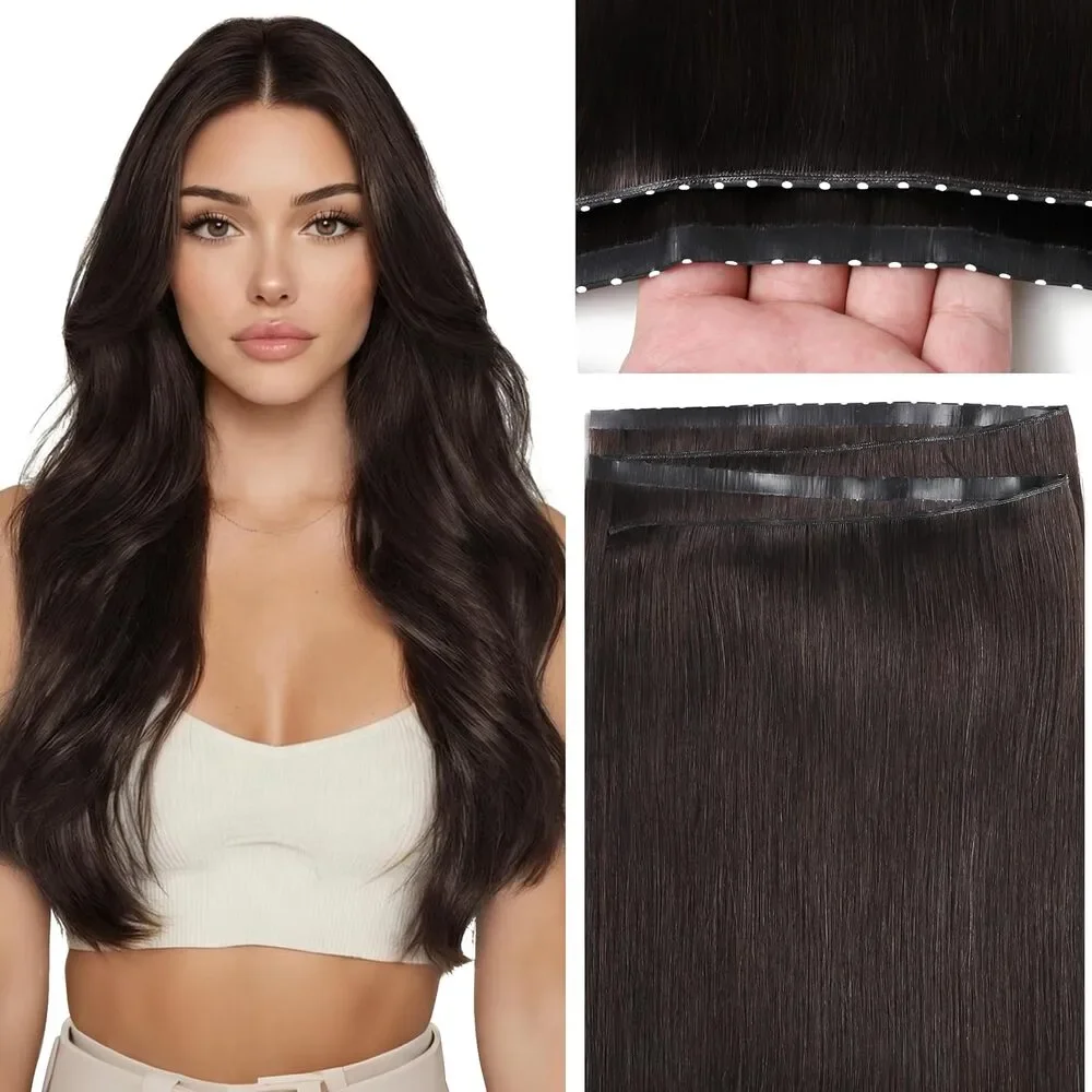Caliee Butterfly Weft Human Hair Extensions 20 in #2 Darkest Brown 50g